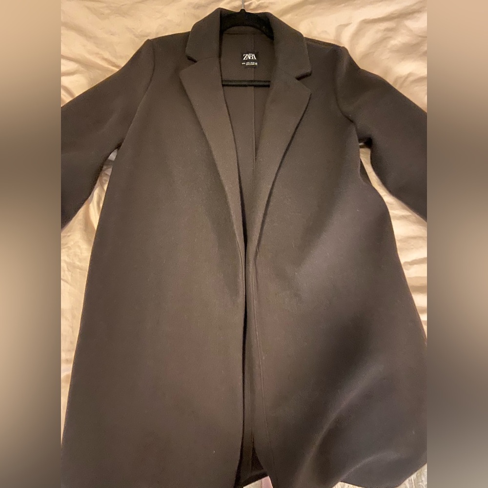 Zara Lapel Collar Coat - Chocolate